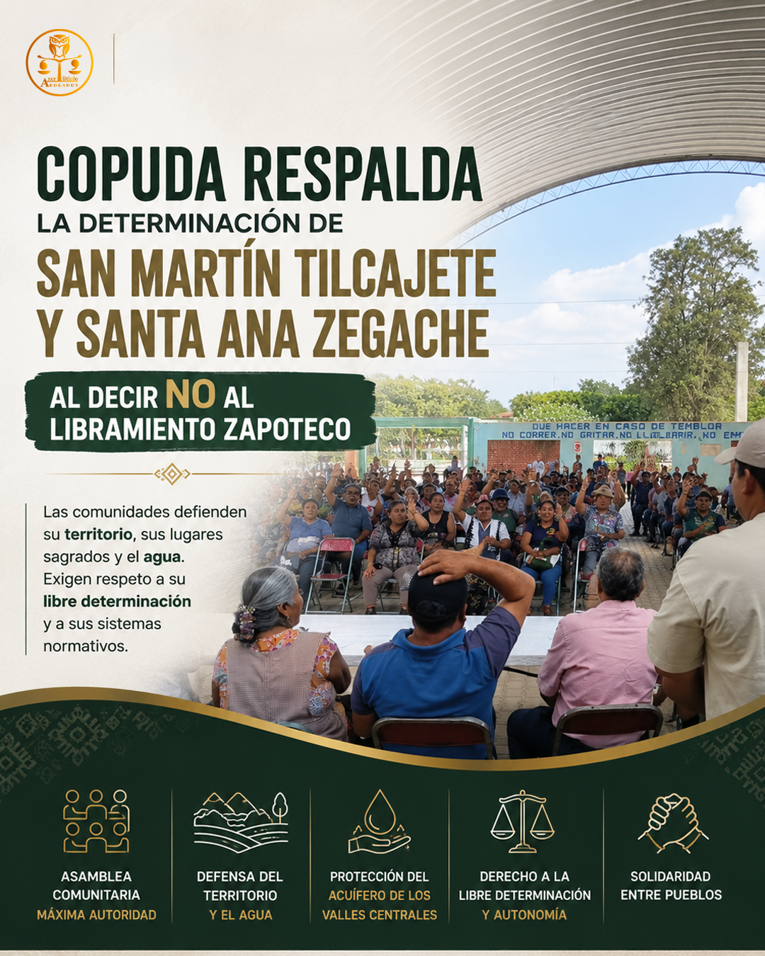 COPUDA respalda la decisión de San Martín Tilcajete y Santa Ana Zegache de decir NO al Libramiento Zapoteco